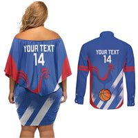 France Basketball Custom Couples Matching Off Shoulder Short Dress and Long Sleeve Button Shirt Allez Les Bleus - Wonder Print Shop