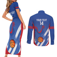 France Basketball Custom Couples Matching Short Sleeve Bodycon Dress and Long Sleeve Button Shirt Allez Les Bleus - Wonder Print Shop