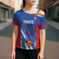 France Basketball Custom Cross Shoulder Shirt Allez Les Bleus - Wonder Print Shop