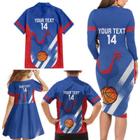 France Basketball Custom Family Matching Long Sleeve Bodycon Dress and Hawaiian Shirt Allez Les Bleus - Wonder Print Shop