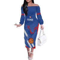 France Basketball Custom Family Matching Off The Shoulder Long Sleeve Dress and Hawaiian Shirt Allez Les Bleus - Wonder Print Shop