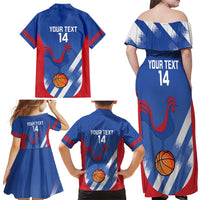 France Basketball Custom Family Matching Off Shoulder Maxi Dress and Hawaiian Shirt Allez Les Bleus - Wonder Print Shop