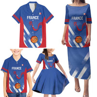 France Basketball Custom Family Matching Puletasi and Hawaiian Shirt Allez Les Bleus - Wonder Print Shop