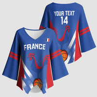 France Basketball Custom Kimono Sleeve Blouse Allez Les Bleus - Wonder Print Shop