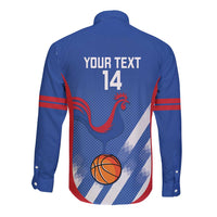 France Basketball Custom Long Sleeve Button Shirt Allez Les Bleus - Wonder Print Shop