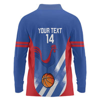 France Basketball Custom Long Sleeve Polo Shirt Allez Les Bleus - Wonder Print Shop
