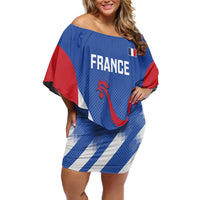 France Basketball Custom Off Shoulder Short Dress Allez Les Bleus - Wonder Print Shop