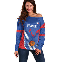 France Basketball Custom Off Shoulder Sweater Allez Les Bleus - Wonder Print Shop