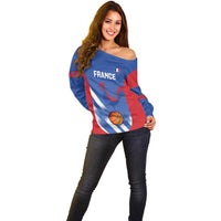 France Basketball Custom Off Shoulder Sweater Allez Les Bleus - Wonder Print Shop
