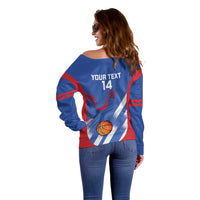 France Basketball Custom Off Shoulder Sweater Allez Les Bleus - Wonder Print Shop