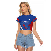 France Basketball Custom Raglan Cropped T Shirt Allez Les Bleus - Wonder Print Shop