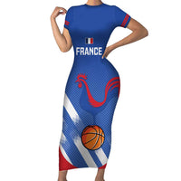 France Basketball Custom Short Sleeve Bodycon Dress Allez Les Bleus - Wonder Print Shop
