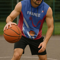 France Basketball Custom Sleeveless Hoodie Allez Les Bleus - Wonder Print Shop