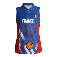 France Basketball Custom Women Sleeveless Polo Shirt Allez Les Bleus - Wonder Print Shop
