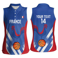 France Basketball Custom Women Sleeveless Polo Shirt Allez Les Bleus - Wonder Print Shop
