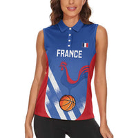 France Basketball Custom Women Sleeveless Polo Shirt Allez Les Bleus - Wonder Print Shop