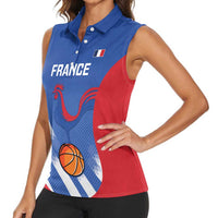 France Basketball Custom Women Sleeveless Polo Shirt Allez Les Bleus - Wonder Print Shop