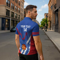 France Basketball Custom Zipper Polo Shirt Allez Les Bleus - Wonder Print Shop