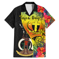 Vanuatu Tafea Day Family Matching Mermaid Dress and Hawaiian Shirt Coat Of Arms Mix Tropical Flowers - Wonder Print Shop