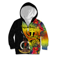 Vanuatu Tafea Day Kid Hoodie Coat Of Arms Mix Tropical Flowers - Wonder Print Shop