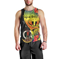 Vanuatu Tafea Day Men Tank Top Coat Of Arms Mix Tropical Flowers - Wonder Print Shop