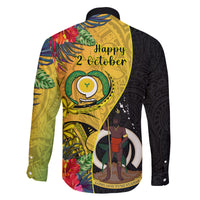 Vanuatu Torba Day Family Matching Off Shoulder Short Dress and Hawaiian Shirt Coat Of Arms Mix Tropical Flowers - Wonder Print Shop