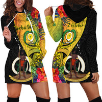 Vanuatu Torba Day Hoodie Dress Coat Of Arms Mix Tropical Flowers - Wonder Print Shop