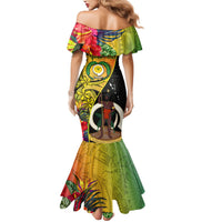 Personalised Vanuatu Torba Day Mermaid Dress Coat Of Arms Mix Tropical Flowers - Wonder Print Shop