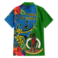 Vanuatu Malampa Day Family Matching Summer Maxi Dress and Hawaiian Shirt Coat Of Arms Mix Tropical Flowers - Wonder Print Shop