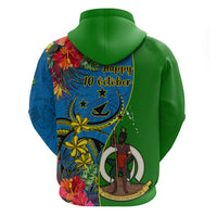 Vanuatu Malampa Day Hoodie Coat Of Arms Mix Tropical Flowers - Wonder Print Shop