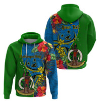 Personalised Vanuatu Malampa Day Hoodie Coat Of Arms Mix Tropical Flowers - Wonder Print Shop