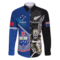 Custom New Zealand And Samoa Rugby Family Matching Puletasi Dress and Hawaiian Shirt All Black Tiki Fern Mix Manu Samoa 2023 World Cup - Wonder Print Shop