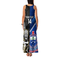Custom New Zealand And Samoa Rugby Family Matching Tank Maxi Dress and Hawaiian Shirt All Black Tiki Fern Mix Manu Samoa 2023 World Cup - Wonder Print Shop