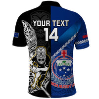 Custom New Zealand And Samoa Rugby Polo Shirt All Black Tiki Fern Mix Manu Samoa 2023 World Cup - Wonder Print Shop