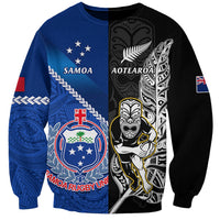 Custom New Zealand And Samoa Rugby Sweatshirt All Black Tiki Fern Mix Manu Samoa 2023 World Cup - Wonder Print Shop
