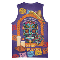 Mexico Day Of The Dead Basketball Jersey Sombrero Sugar Skull Marigold Pan De Muerto - Wonder Print Shop