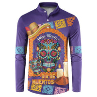 Mexico Day Of The Dead Button Sweatshirt Sombrero Sugar Skull Marigold Pan De Muerto - Wonder Print Shop