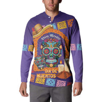 Mexico Day Of The Dead Button Sweatshirt Sombrero Sugar Skull Marigold Pan De Muerto - Wonder Print Shop