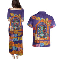 Mexico Day Of The Dead Couples Matching Puletasi and Hawaiian Shirt Sombrero Sugar Skull Marigold Pan De Muerto - Wonder Print Shop
