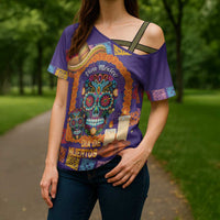 Mexico Day Of The Dead Cross Shoulder Shirt Sombrero Sugar Skull Marigold Pan De Muerto - Wonder Print Shop