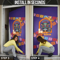 Mexico Day Of The Dead Door Cover Sombrero Sugar Skull Marigold Pan De Muerto - Wonder Print Shop