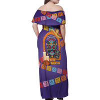 Mexico Day Of The Dead Family Matching Off Shoulder Maxi Dress and Hawaiian Shirt Sombrero Sugar Skull Marigold Pan De Muerto - Wonder Print Shop