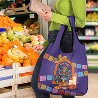 Mexico Day Of The Dead Grocery Bag Sombrero Sugar Skull Marigold Pan De Muerto - Wonder Print Shop
