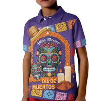 Mexico Day Of The Dead Kid Polo Shirt Sombrero Sugar Skull Marigold Pan De Muerto - Wonder Print Shop