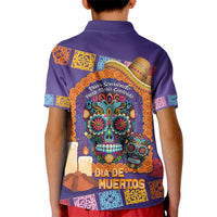 Mexico Day Of The Dead Kid Polo Shirt Sombrero Sugar Skull Marigold Pan De Muerto - Wonder Print Shop