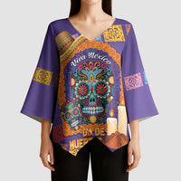 Mexico Day Of The Dead Kimono Sleeve Blouse Sombrero Sugar Skull Marigold Pan De Muerto - Wonder Print Shop