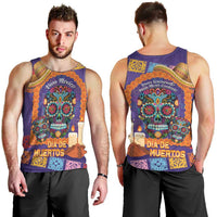 Mexico Day Of The Dead Men Tank Top Sombrero Sugar Skull Marigold Pan De Muerto - Wonder Print Shop