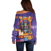 Mexico Day Of The Dead Off Shoulder Sweater Sombrero Sugar Skull Marigold Pan De Muerto - Wonder Print Shop