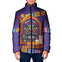 Mexico Day Of The Dead Padded Jacket Sombrero Sugar Skull Marigold Pan De Muerto - Wonder Print Shop