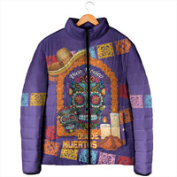 Mexico Day Of The Dead Padded Jacket Sombrero Sugar Skull Marigold Pan De Muerto - Wonder Print Shop